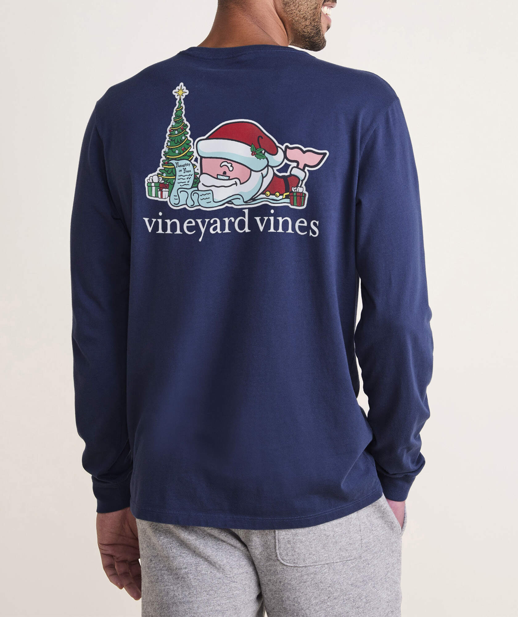 Santa's List Whale Long-Sleeve Pocket Tee