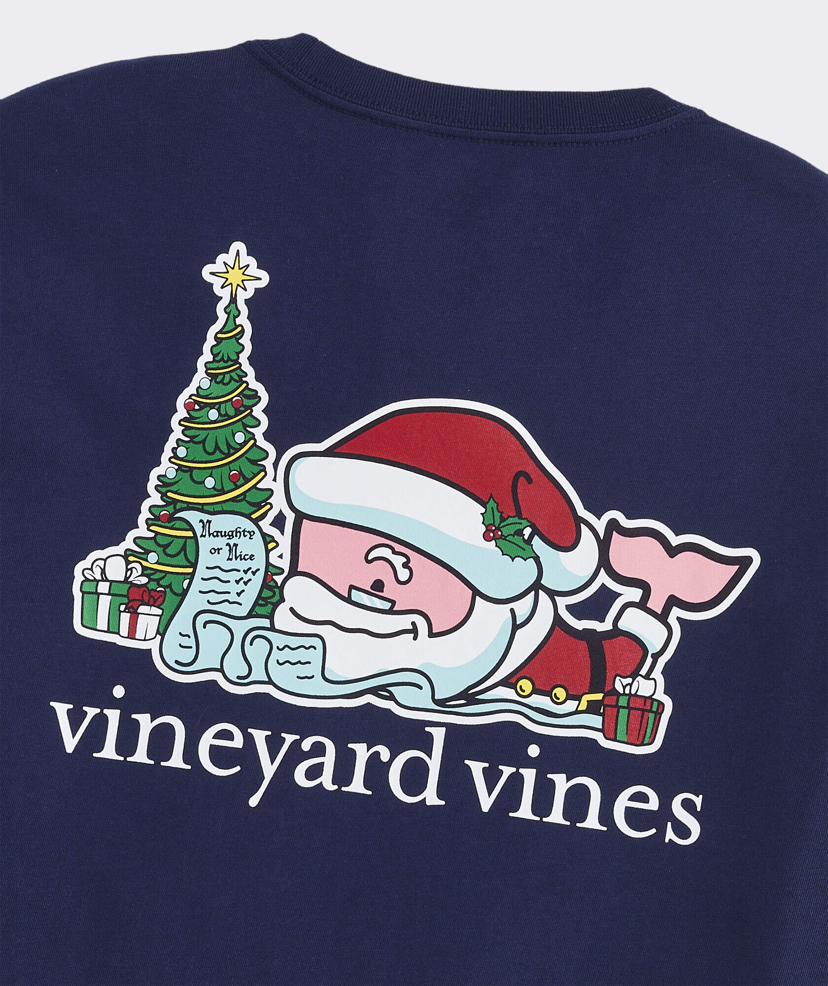 Santa's List Whale Long-Sleeve Pocket Tee