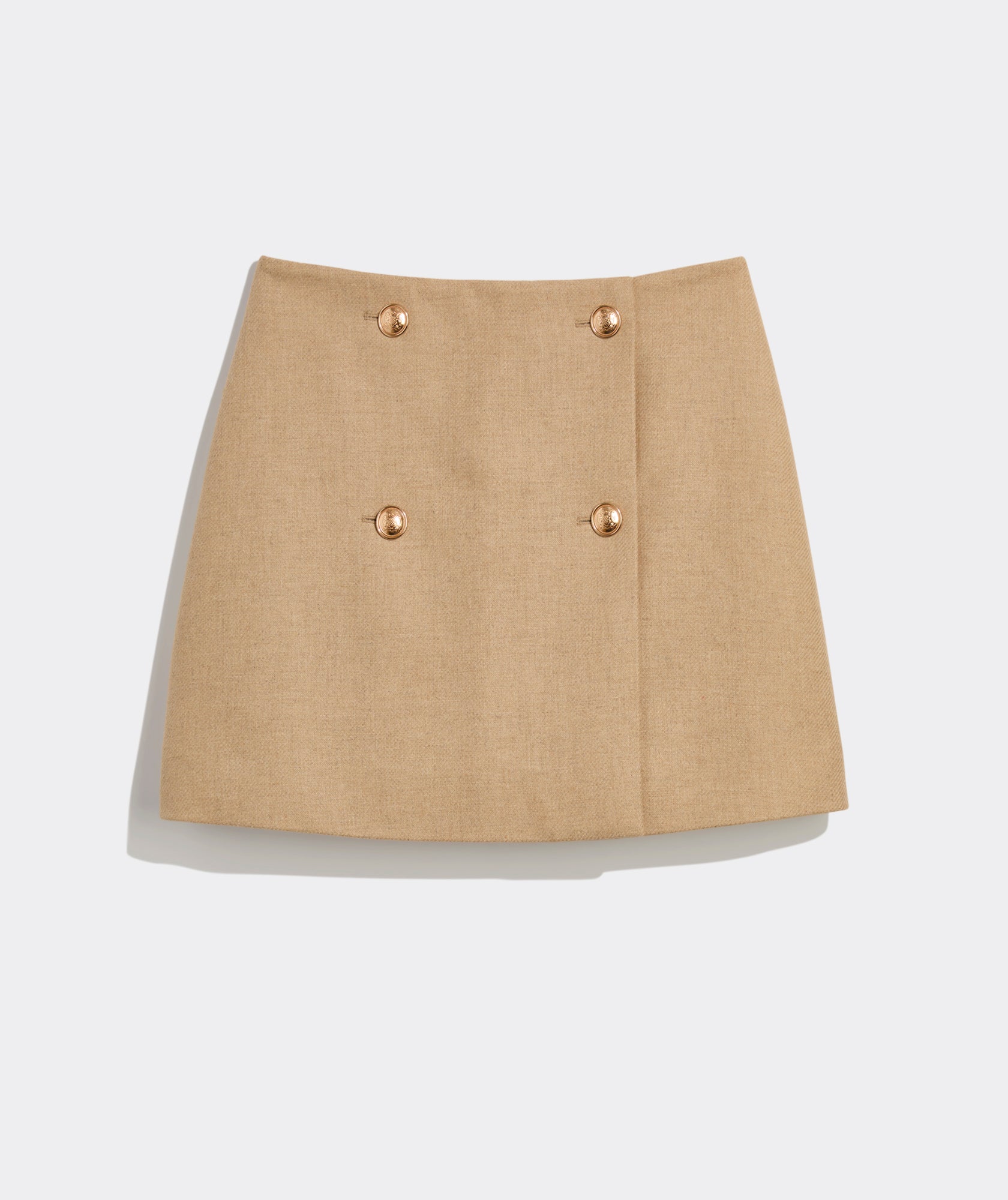Wool Button-Front Mini Skirt