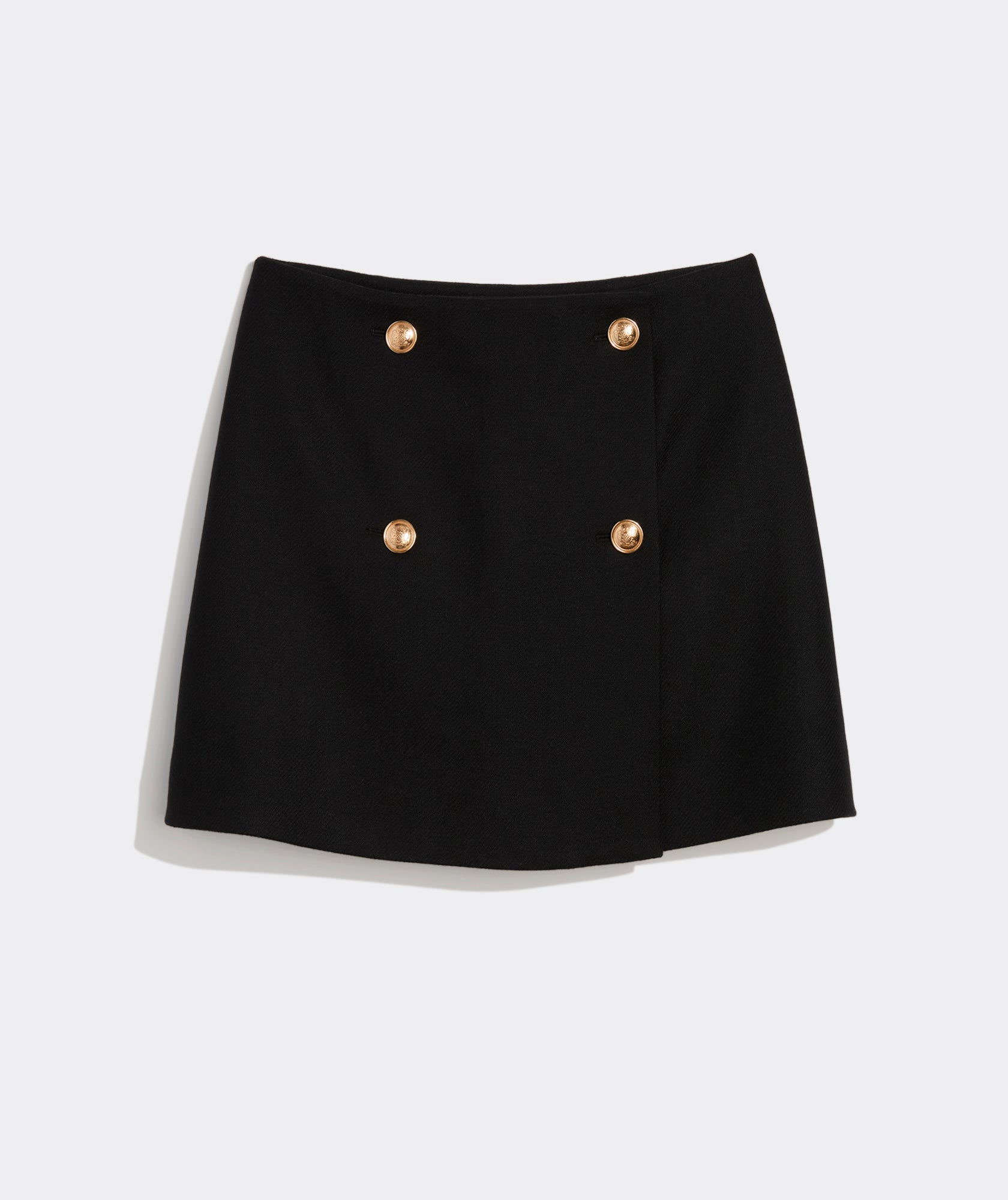 Wool Button-Front Mini Skirt