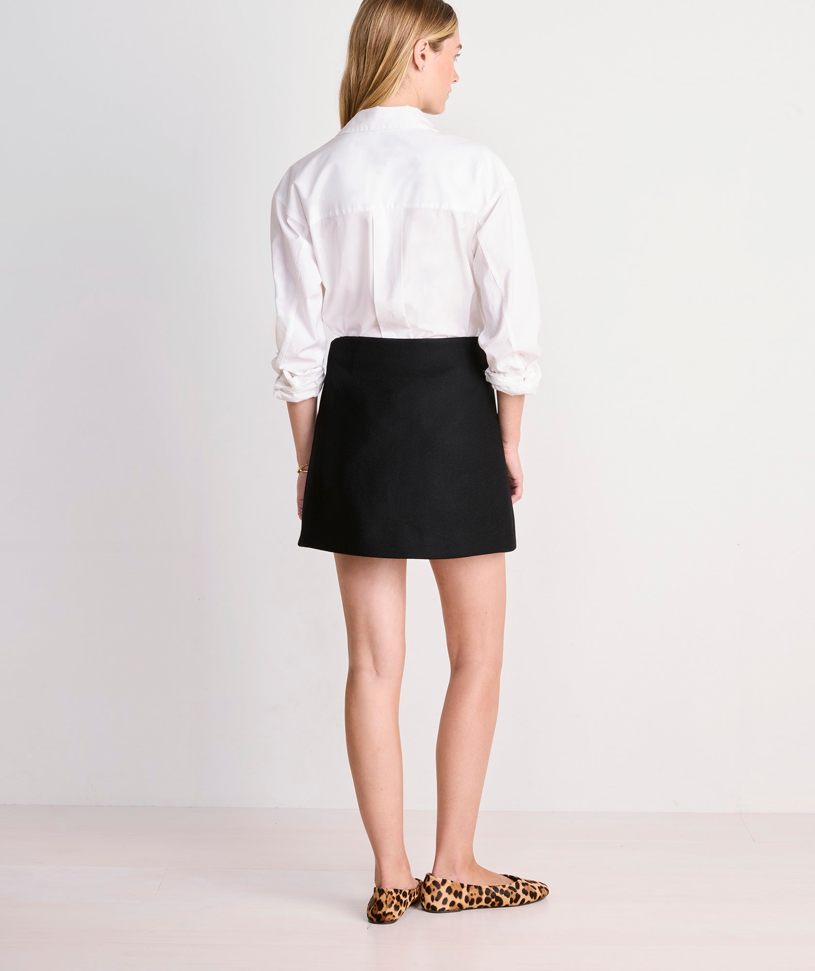 Wool Button-Front Mini Skirt