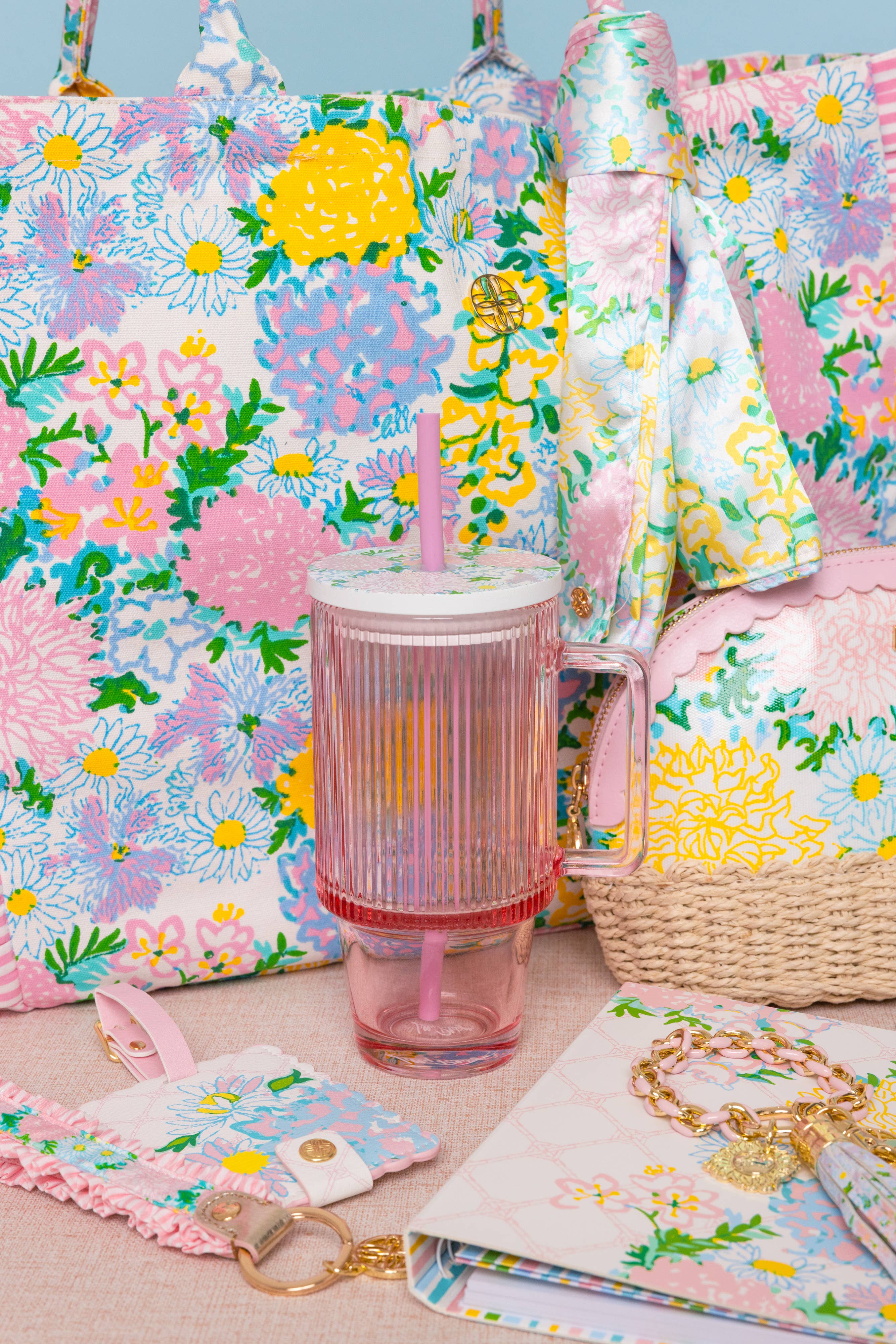 Glass Tumbler with Straw, Lilly Garden Home