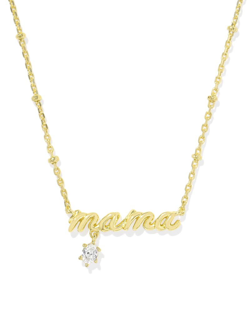 Mama Crystal Short Pendant Necklace In Gold