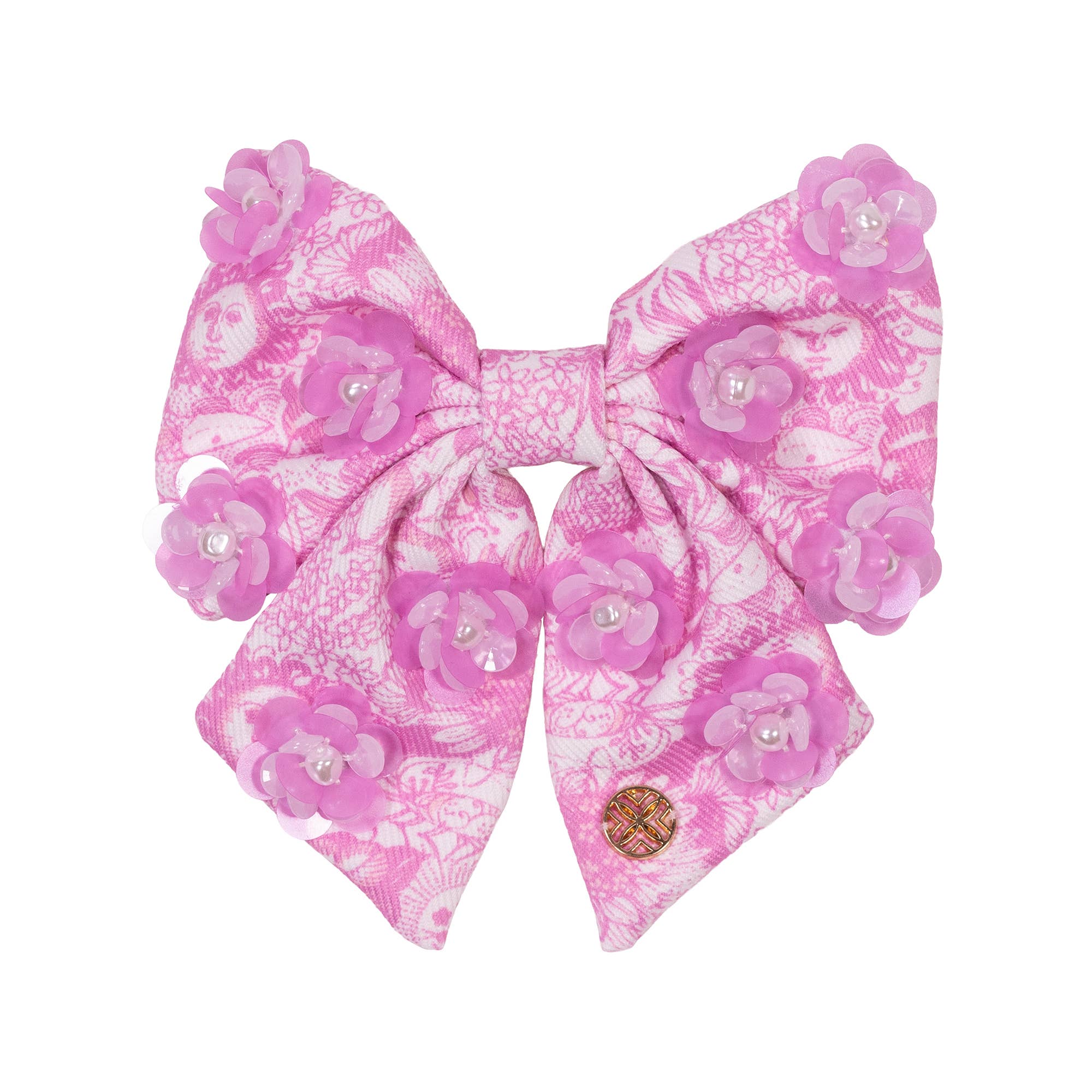 Girls' Embellished Bow Barrette, Fleur De Lilly