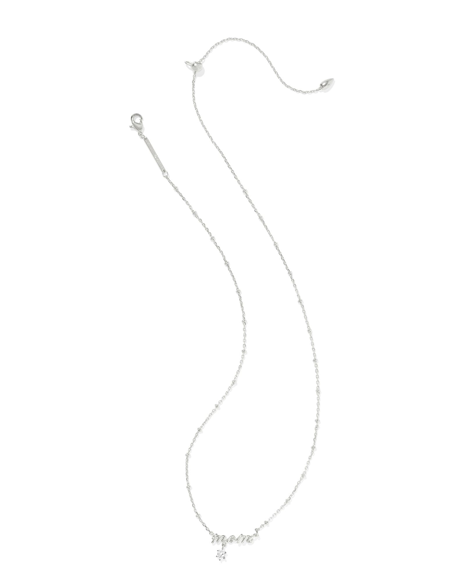 Mom Crystal Short Pendant Necklace In Silver