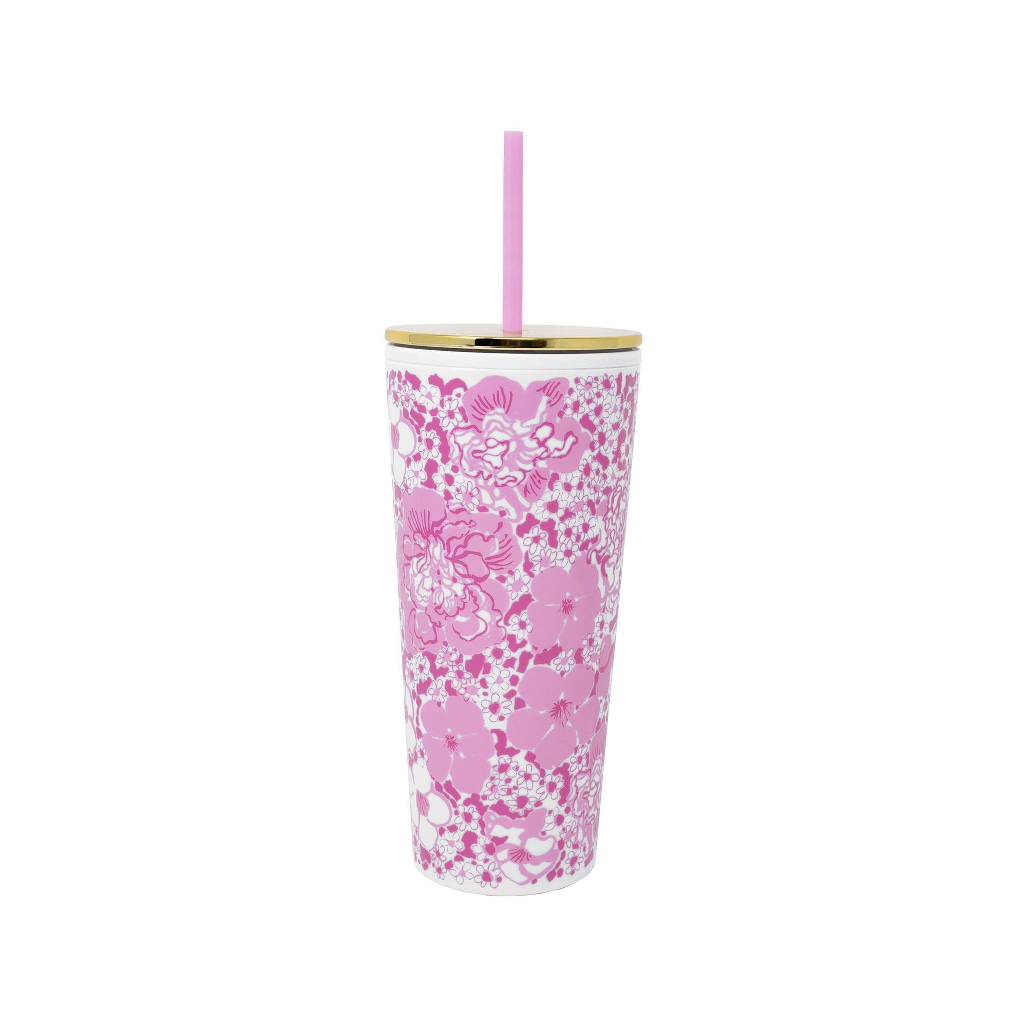Tumbler with Straw, Conch Shell Pink Burst of Joy