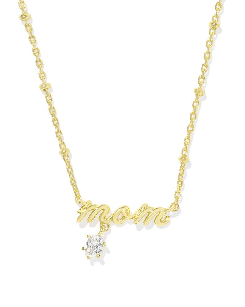 Mom Crystal Short Pendant Necklace In Gold
