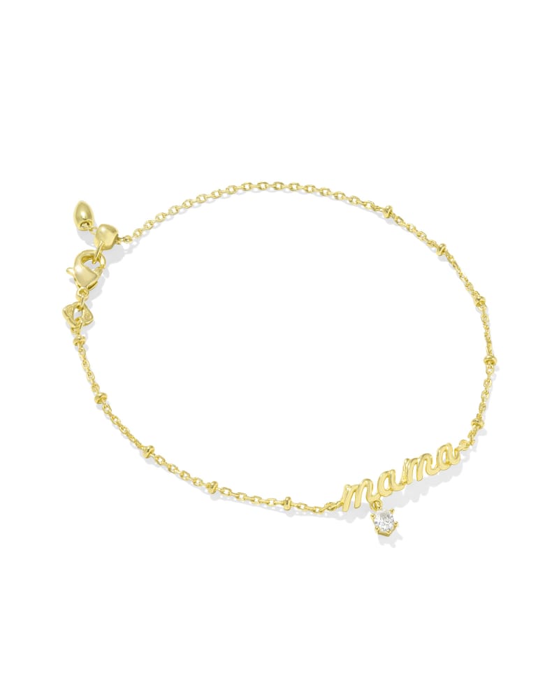 Mama Crystal Delicate Chain Bracelet In Gold