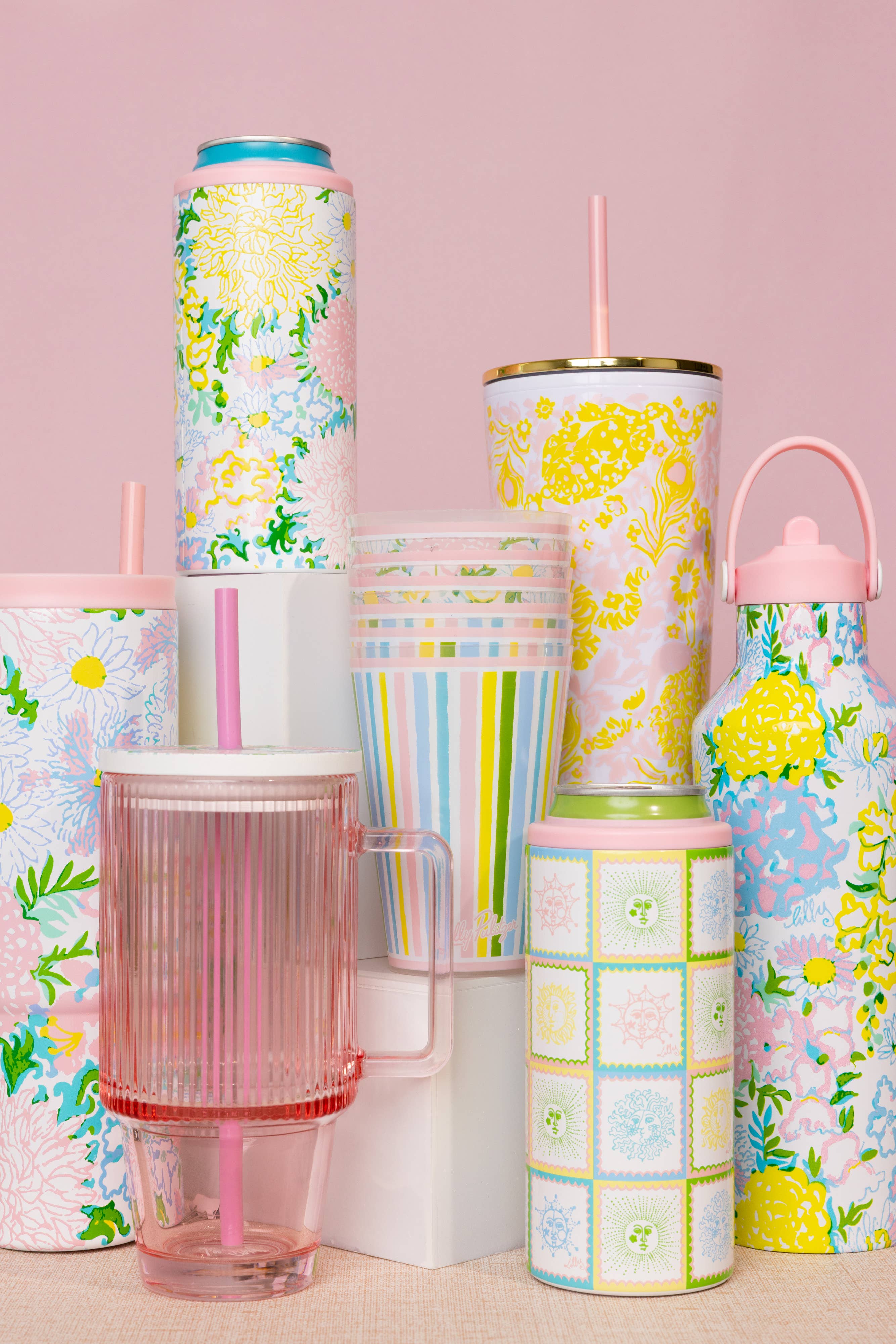 Glass Tumbler with Straw, Lilly Garden Home