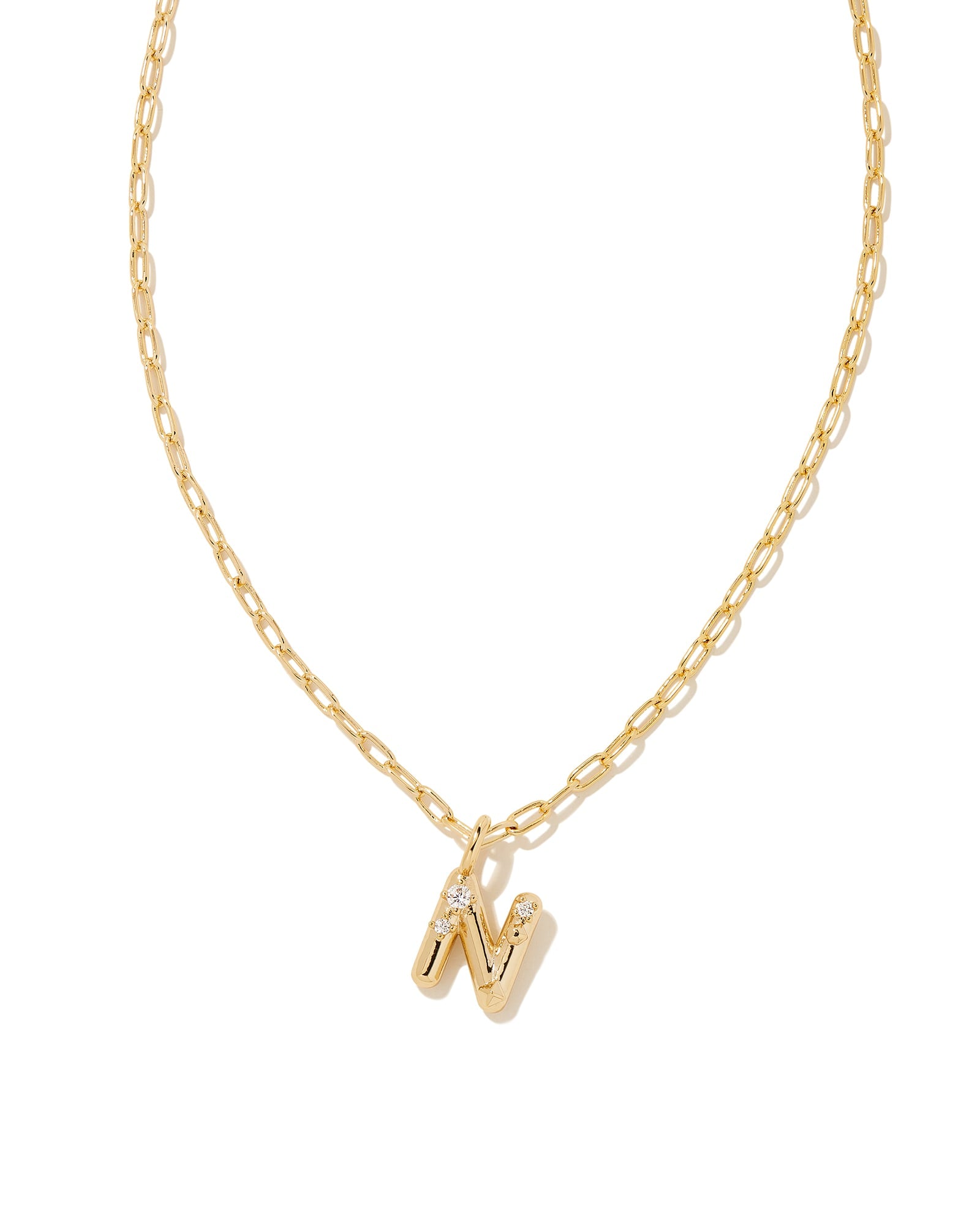 Crystal Letter N Short Pendant Necklace