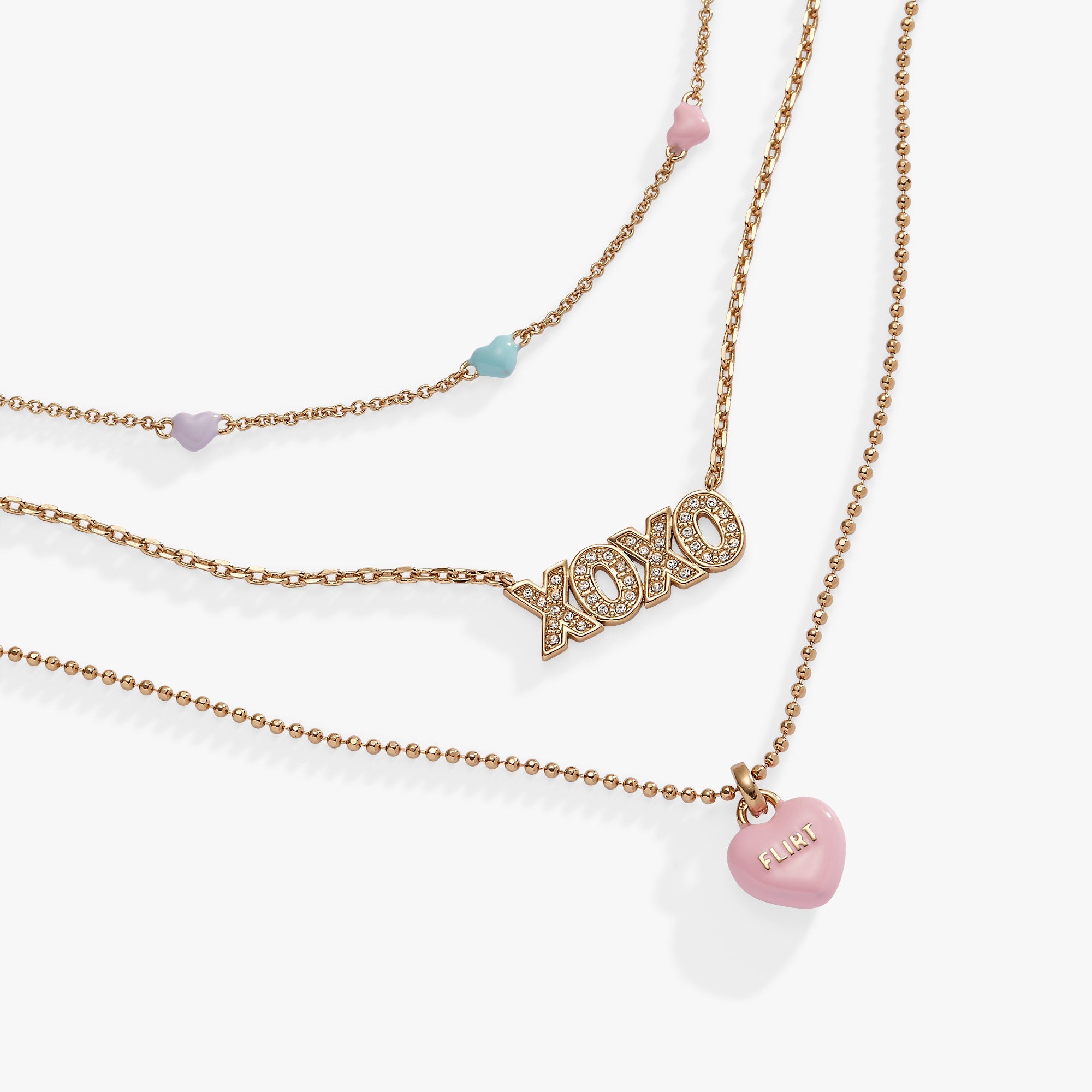 Sweethearts Triple-strand Charm Necklace