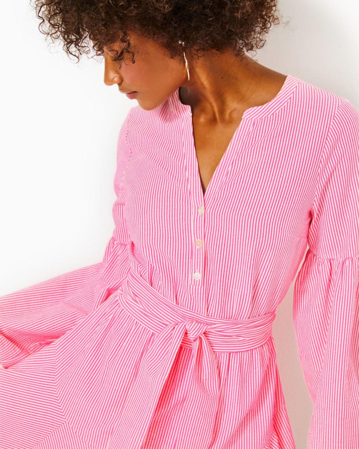Carla Long Sleeve Striped Dress 00 / Roxie Pink HARBOR Stripe Carla Long Sleeve Striped Dress 00 / Roxie Pink HARBOR Stripe