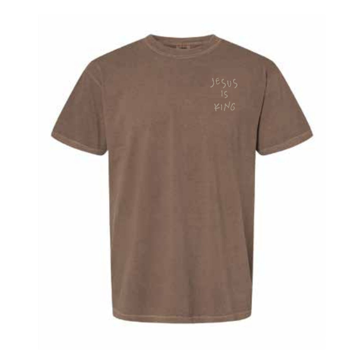 Jesus Is King Tee in Espresso Brown - front