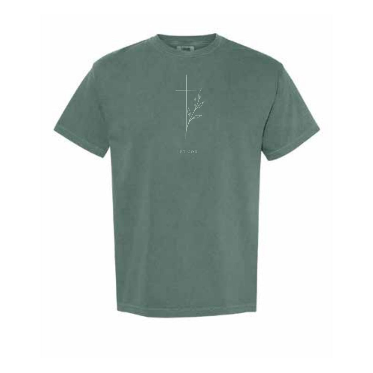 Let God Cross Tee in Light Green - front