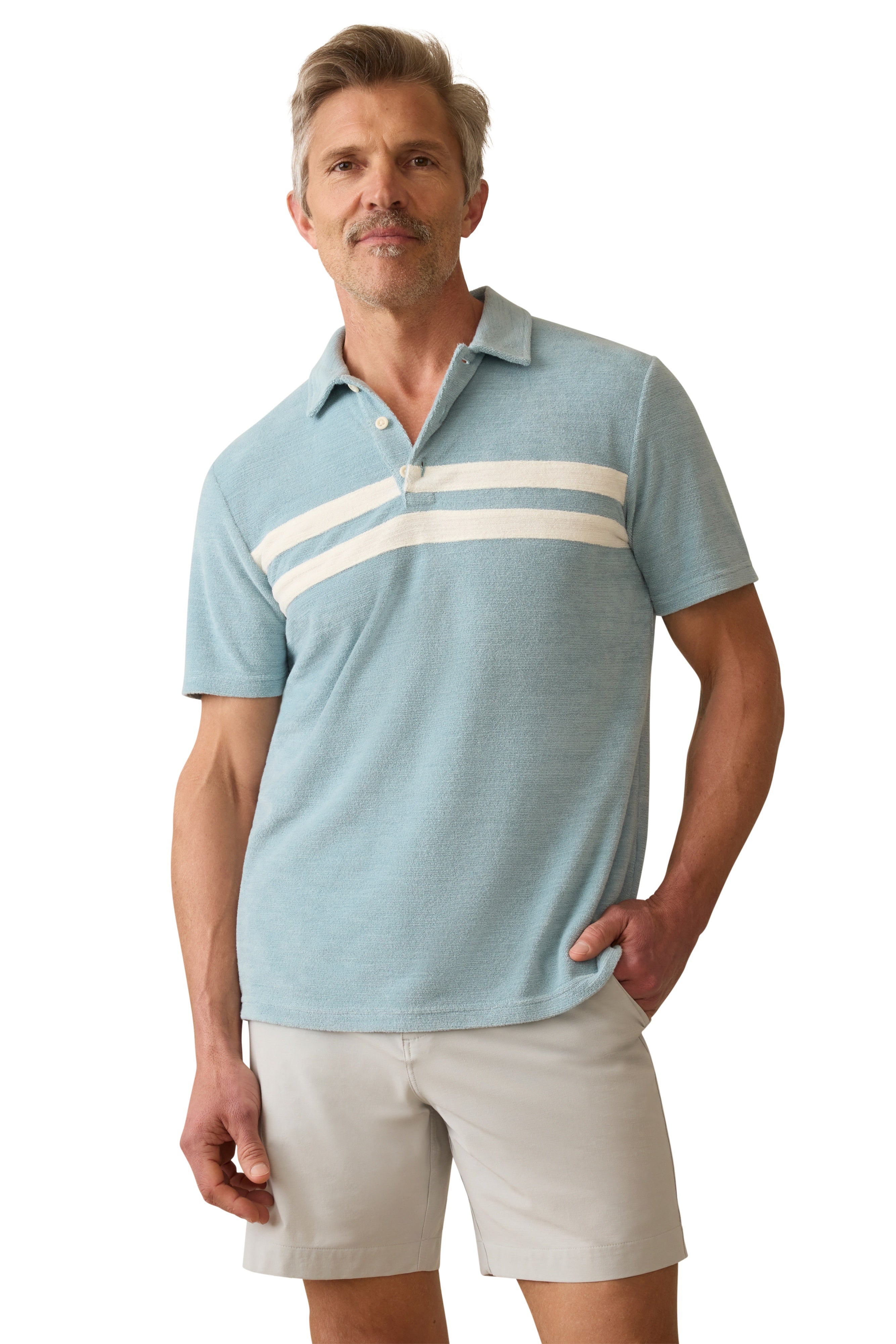 Cabana Towel Terry Surf Stripe Polo