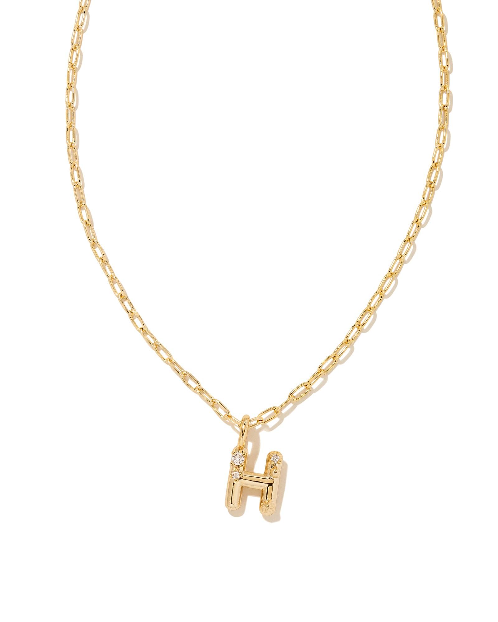 Crystal Letter H Short Pendant Necklace