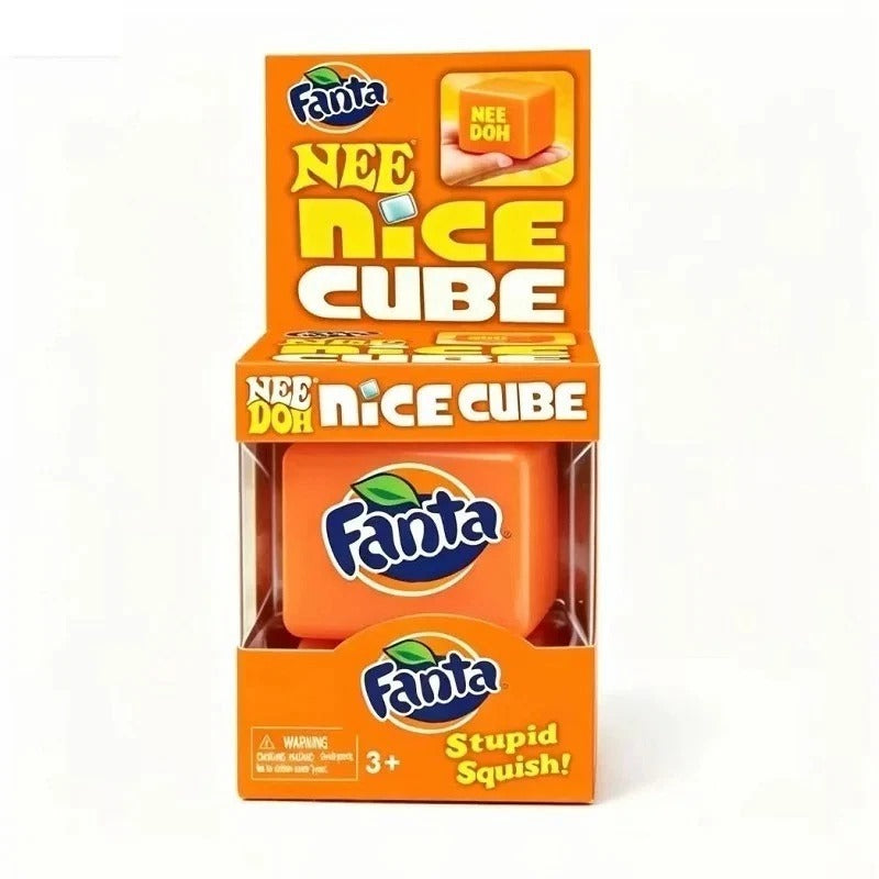 NeeDoh Nice Cube Fanta Edition orange squish cube in package