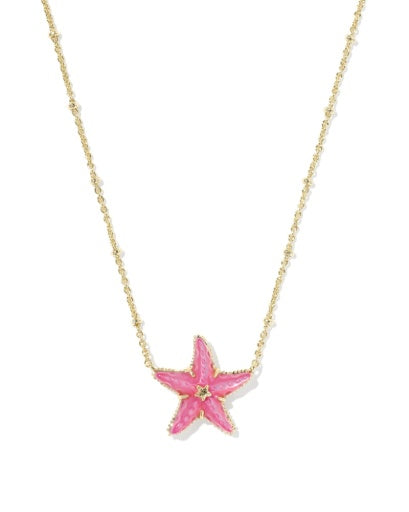 Parker Starfish Short Pendant Necklace - GOLD BRIGHT PINK MOTHER OF PEARL