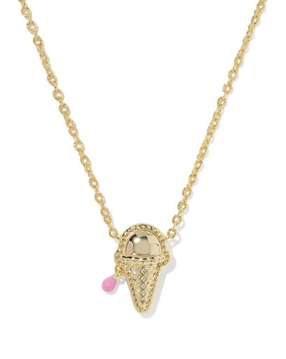 Ice Cream Short Pendant Necklace - GOLD PASTEL PINK MOTHER OF PEARL 2