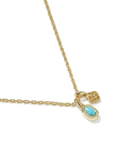 Mini Elisa Dira Necklace - GOLD BLUE LAB GROWN OPAL 3