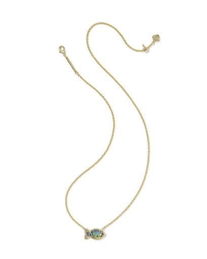 Parker Fish Short Pendant Necklace - GOLD ABALONE SHELL 3