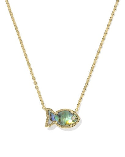 Parker Fish Short Pendant Necklace - GOLD ABALONE SHELL