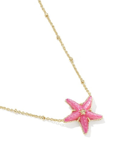 Parker Starfish Short Pendant Necklace - GOLD BRIGHT PINK MOTHER OF PEARL 3