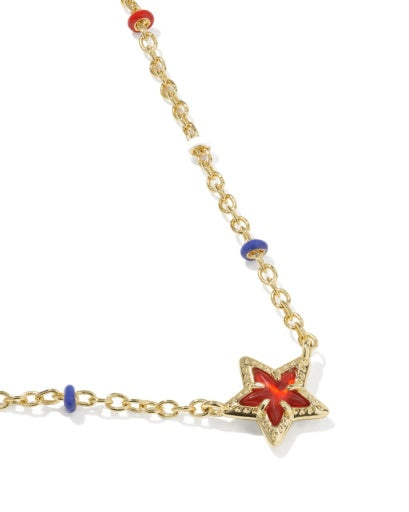 Mini Cassidy Short Pendant Necklace - GOLD RED ILLUSION 3