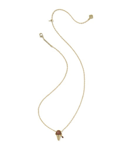 Ice Cream Short Pendant Necklace - GOLD BROWN MAGNESITE 3