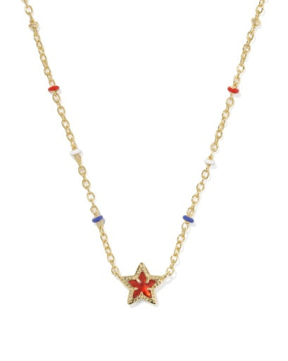 Mini Cassidy Short Pendant Necklace - GOLD RED ILLUSION