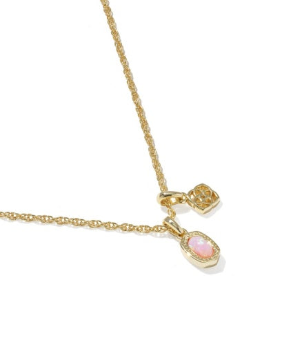 Mini Elisa Dira Necklace - GOLD LIGHT PINK LAB GROWN OPAL 3