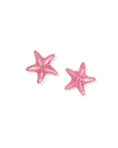 Parker Starfish Stud Earrings - GOLD BRIGHT PINK MOTHER OF PEARL 3