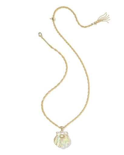 Lucia Shell Short Pendant Necklace - GOLD IRIDESCENT ABALONE 2