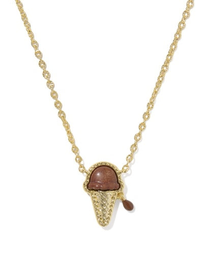 Ice Cream Short Pendant Necklace - GOLD BROWN MAGNESITE