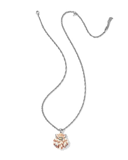 Lucia Shell Short Pendant Necklace - VINTAGE SILVER NEUTRAL SCALLOP 2