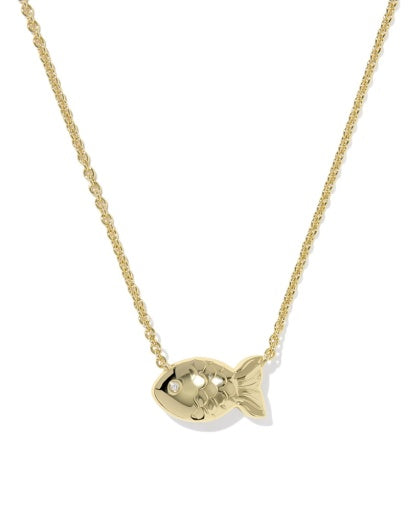 Parker Fish Short Pendant Necklace - GOLD ABALONE SHELL 2