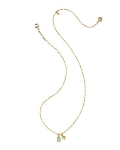 Mini Elisa Dira Necklace - GOLD BLUE LAB GROWN OPAL 2