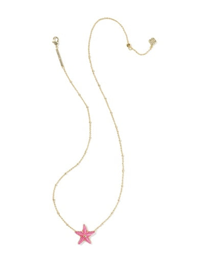 Parker Starfish Short Pendant Necklace - GOLD BRIGHT PINK MOTHER OF PEARL 2