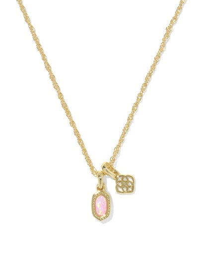 Mini Elisa Dira Necklace - GOLD LIGHT PINK LAB GROWN OPAL