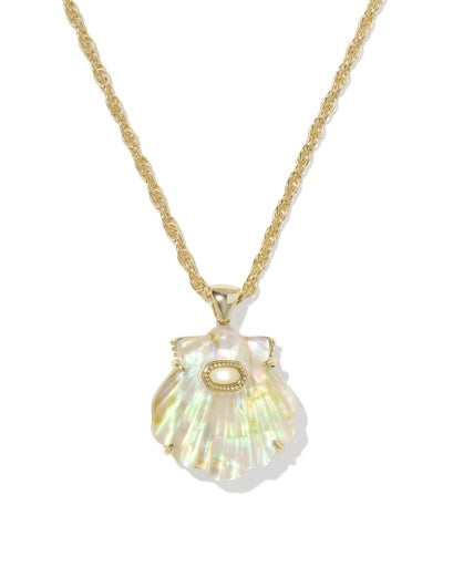 Lucia Shell Short Pendant Necklace - GOLD IRIDESCENT ABALONE