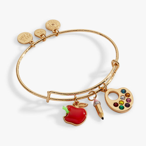 'Teacher’s Pet' Multi Charm Textured Bangle