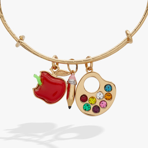 'Teacher’s Pet' Multi Charm Textured Bangle