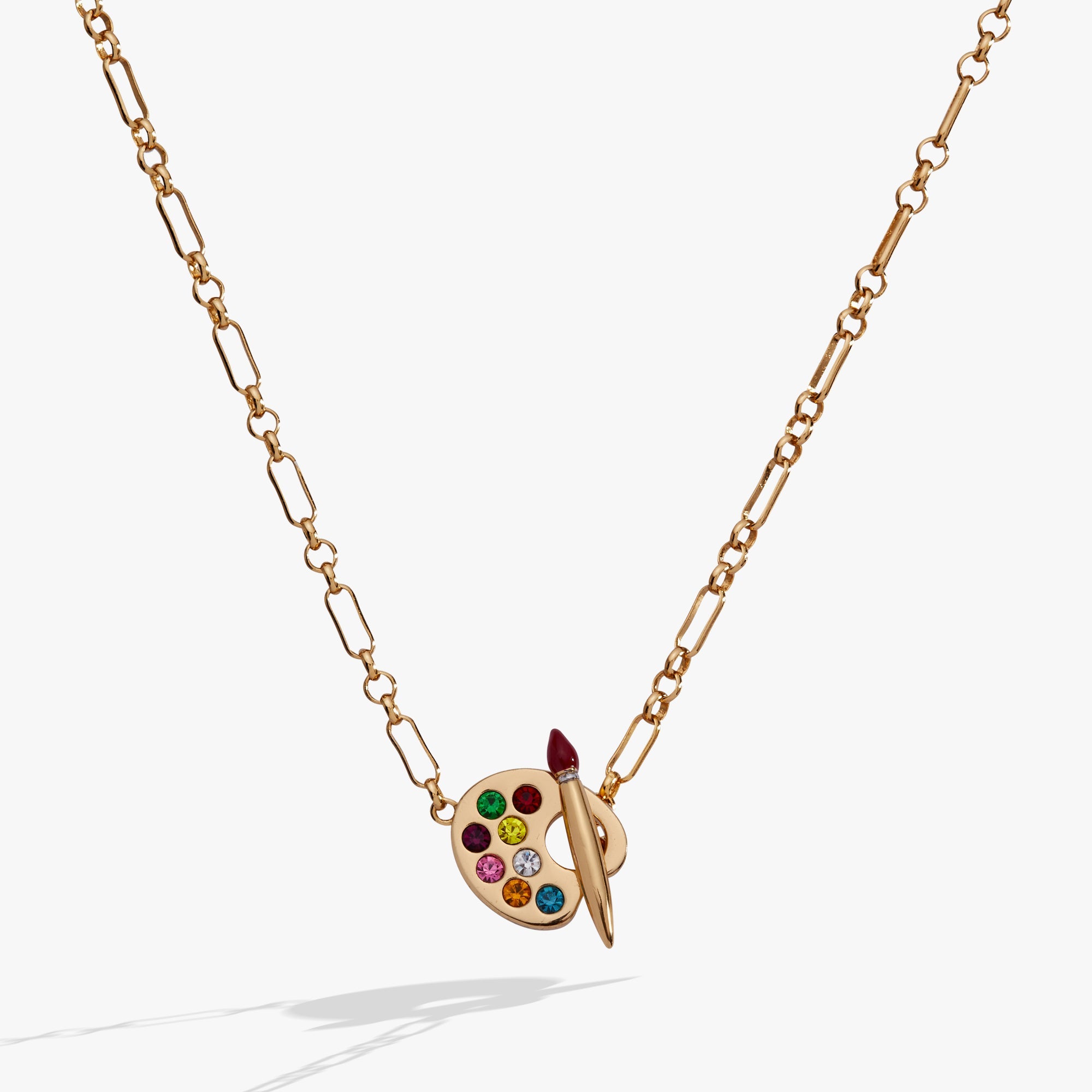 Artist Palette & Paint Brush Toggle Necklace