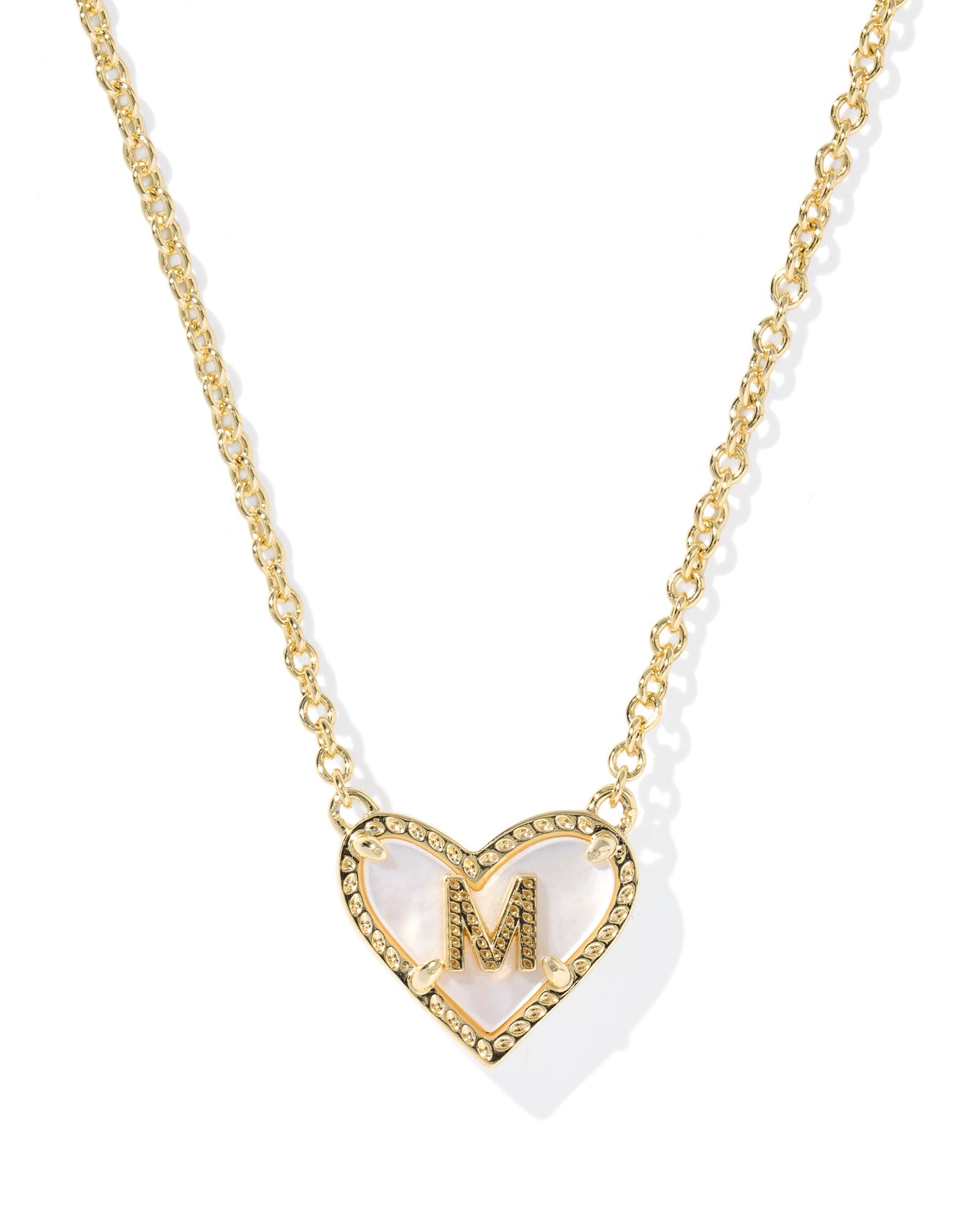 HEART LETTER M SHORT PENDANT NECKLACE