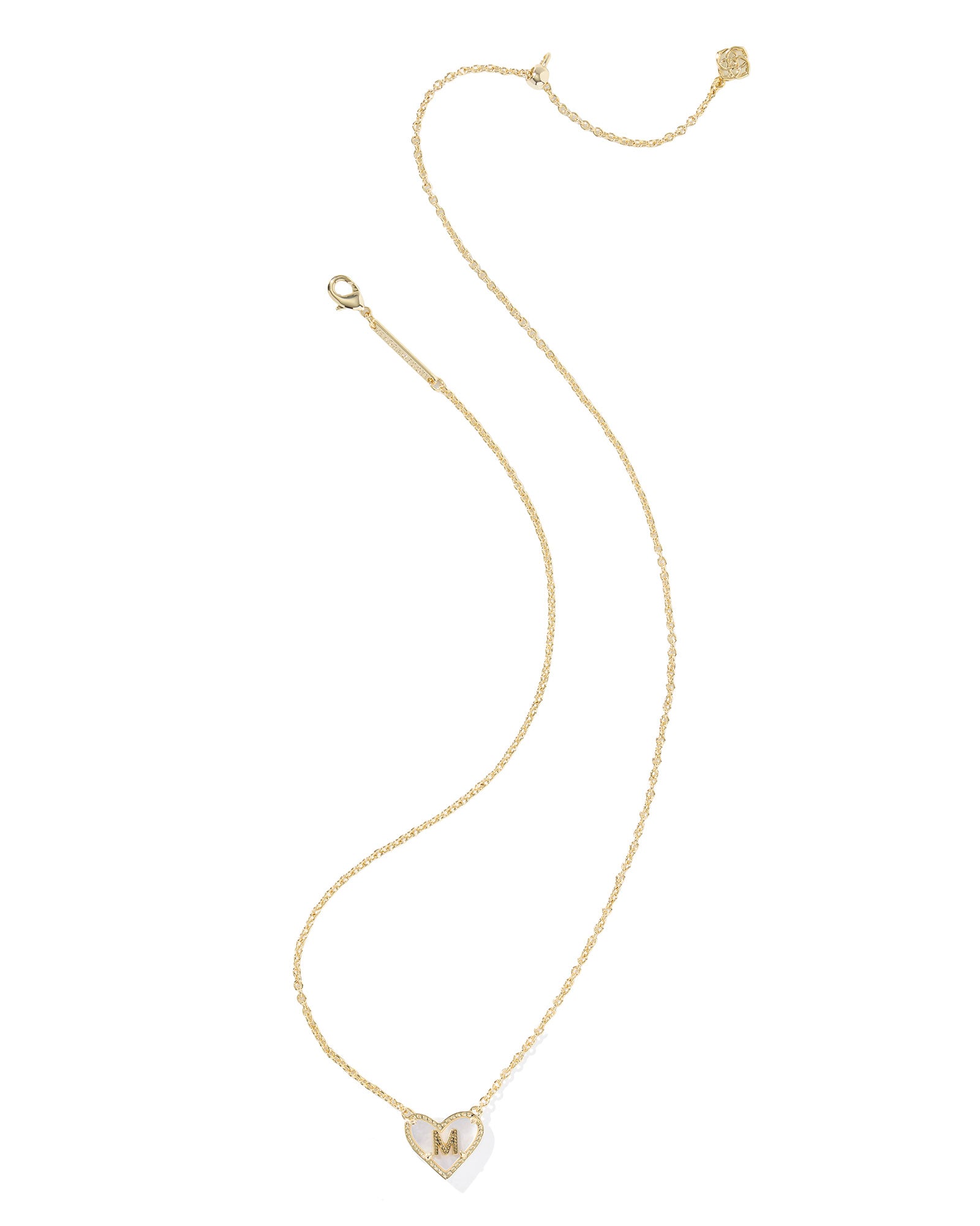 HEART LETTER M SHORT PENDANT NECKLACE