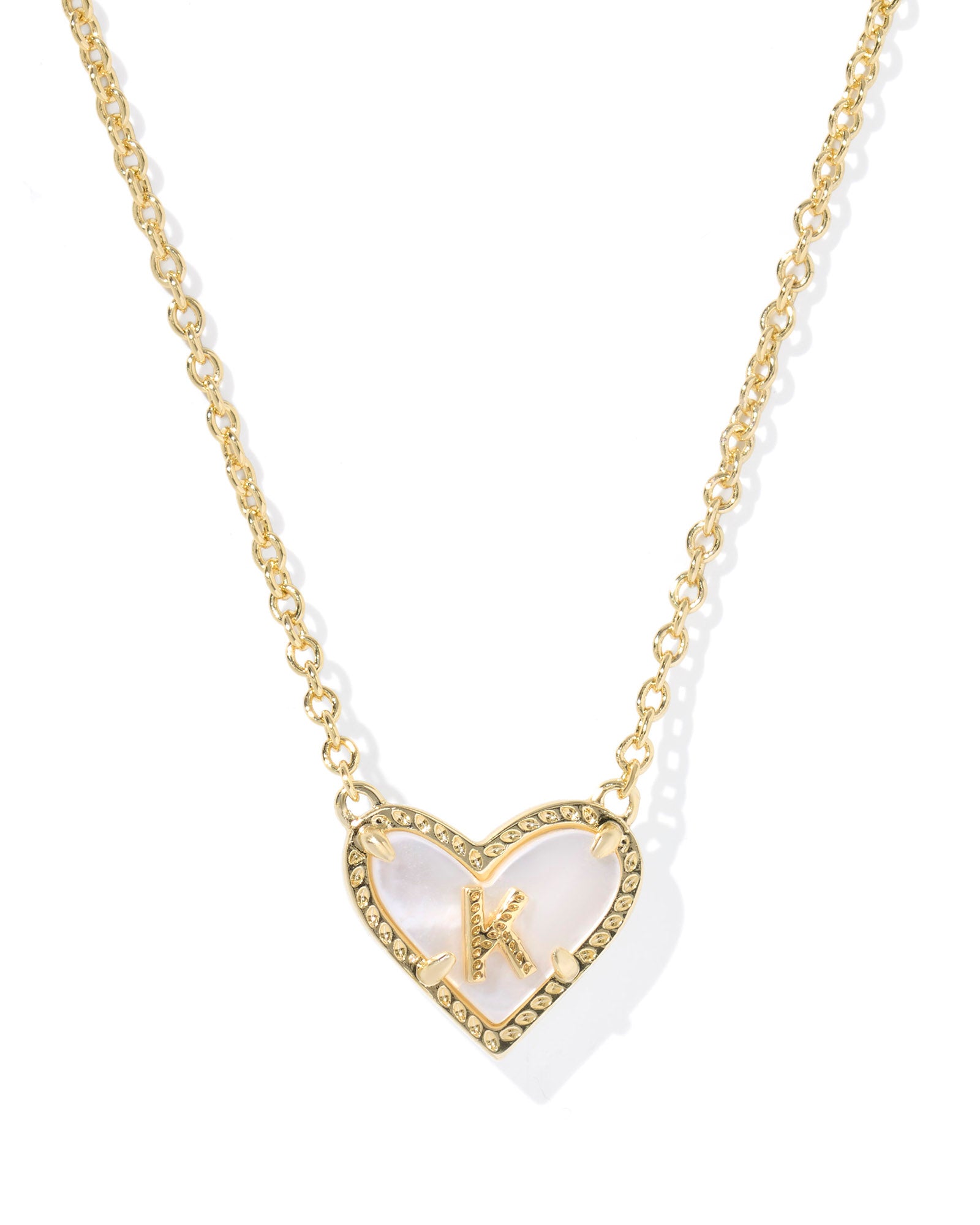 HEART LETTER K SHORT PENDANT NECKLACE